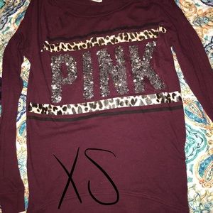 Maroon PINK sequin and cheetah top